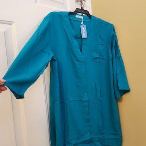 BRAND NEW WOMAN'S TEAL COLORED BLOUSE SIZE XL